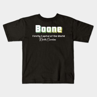 Boone North Carolina Yellow Text Kids T-Shirt